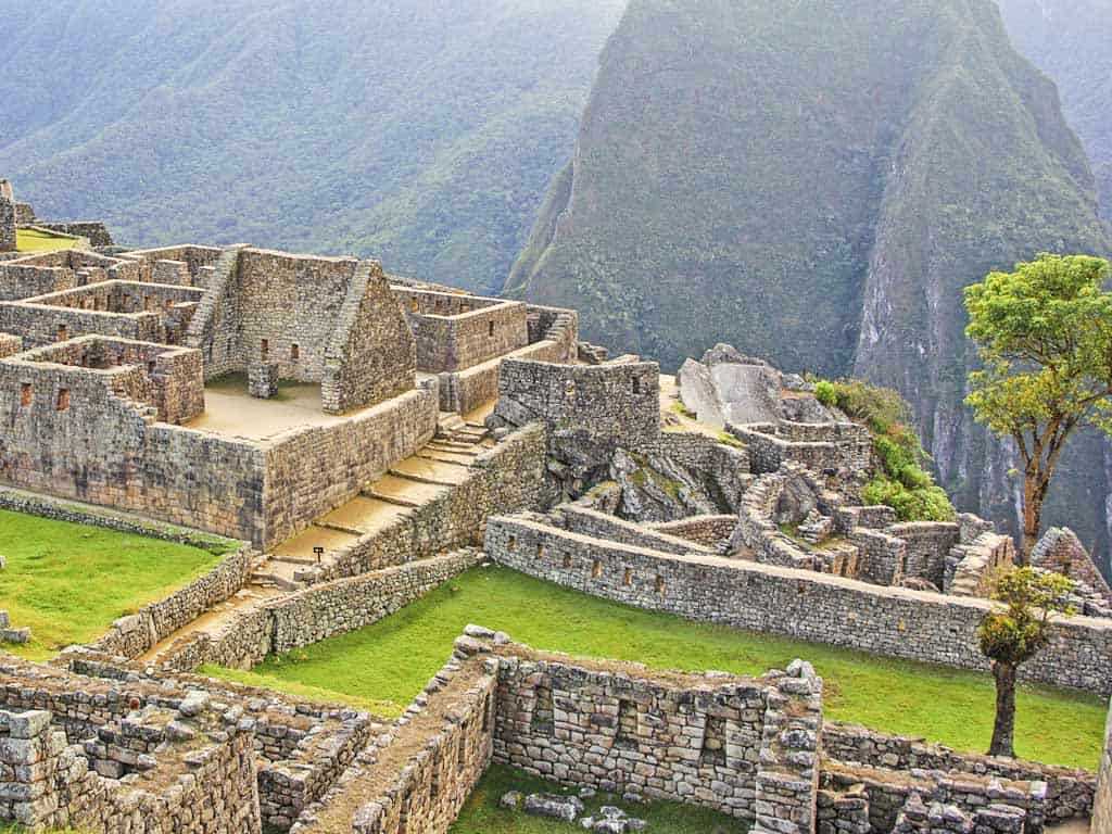 View of a patio at Machu Picchu ruins.